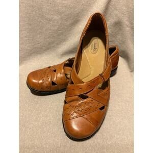 Clarks Ashland Bendables Size 10 Women’s Brown Leather Comfort Shoes